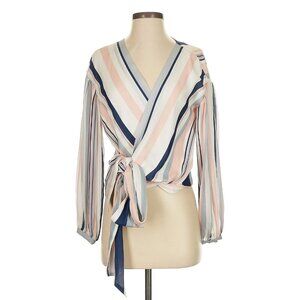 Ramy Brook Long Sleeve Stripped Side Tie Blouse